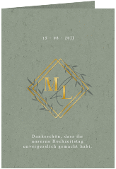 Danksagungskarte Hochzeit "Greenletter"