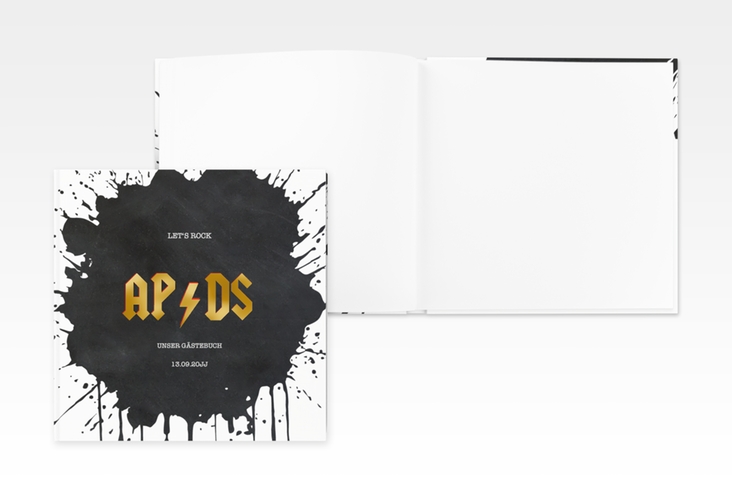 Gästebuch Creation Hardrock 20 x 20 cm, Hardcover schwarz gold für Rockband-Fans