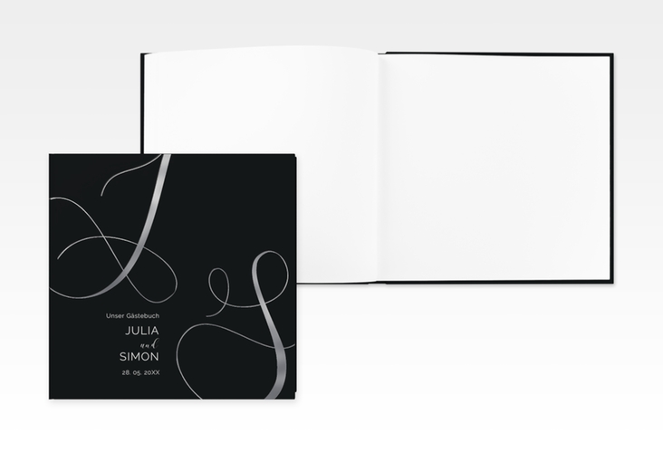 Gästebuch Creation Eheschließung 20 x 20 cm, Hardcover schwarz silber