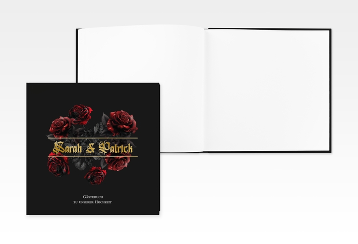 Gästebuch Creation Hochzeit Gothic Rose 20 x 20 cm, Hardcover schwarz gold