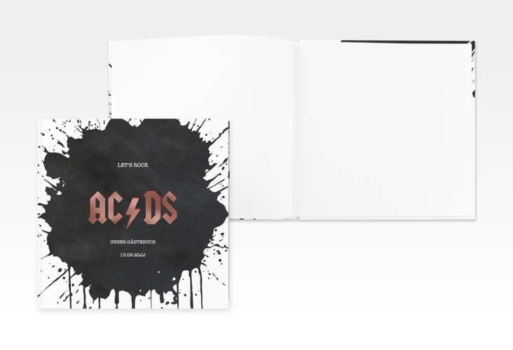 Gästebuch Creation Hardrock 20 x 20 cm, Hardcover schwarz rosegold für Rockband-Fans