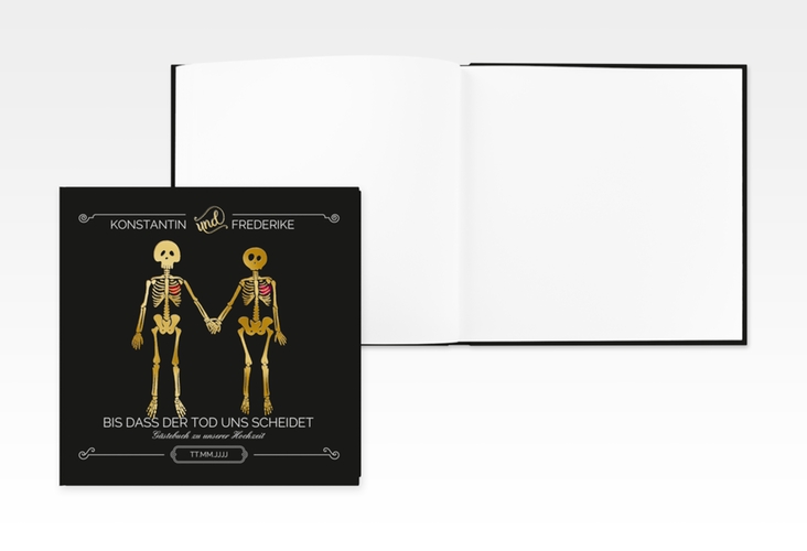 Gästebuch Creation Bones 20 x 20 cm, Hardcover schwarz gold