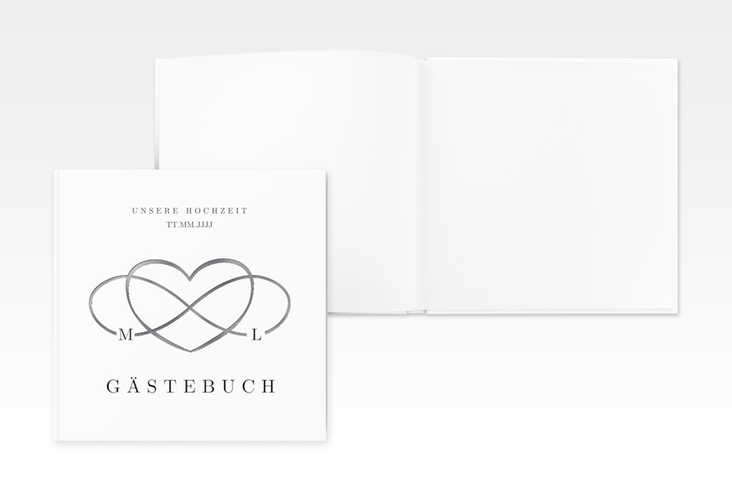 Gästebuch Creation Hochzeit Infinity 20 x 20 cm, Hardcover schwarz silber