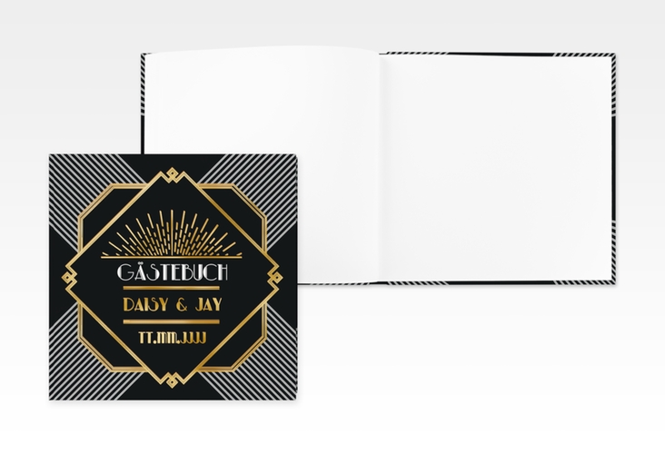 Gästebuch Creation Gatsby 20 x 20 cm, Hardcover schwarz gold im 20er-Jahre-Stil
