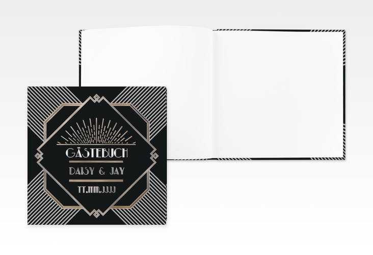 Gästebuch Creation Gatsby 20 x 20 cm, Hardcover schwarz silber im 20er-Jahre-Stil
