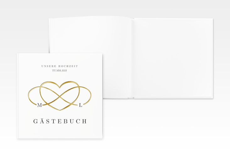 Gästebuch Creation Hochzeit Infinity 20 x 20 cm, Hardcover schwarz gold