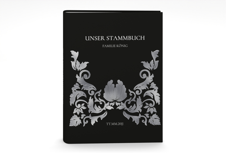 Stammbuch A5 Royal Stammbuch A5 schwarz silber mit barockem Blumen-Ornament