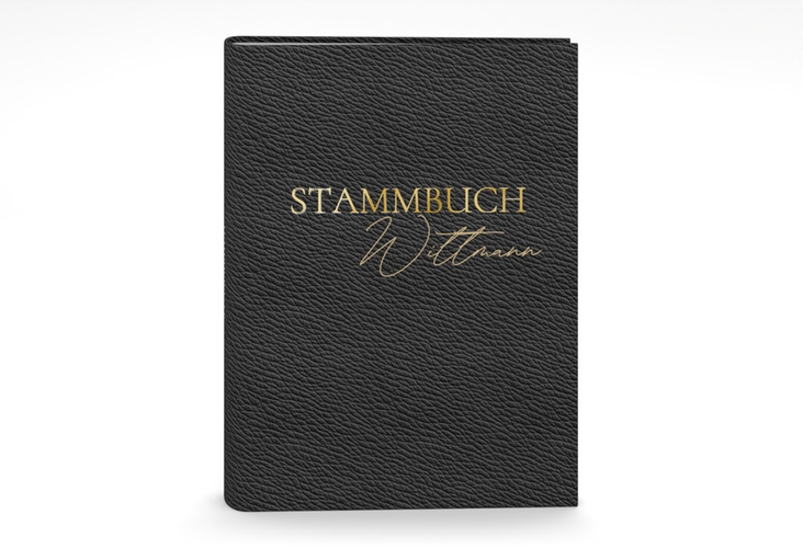 Stammbuch A5 NappaStyle Stammbuch A5 schwarz gold mit aufgedruckter Nappaleder-Textur