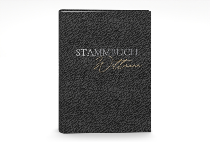 Stammbuch A5 NappaStyle Stammbuch A5 schwarz silber mit aufgedruckter Nappaleder-Textur