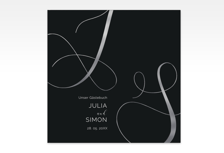 Gästebuch Creation Eheschließung 20 x 20 cm, Hardcover schwarz silber