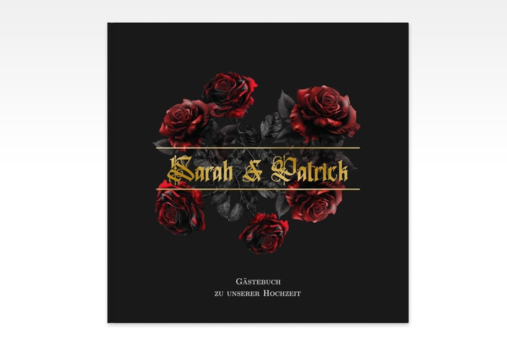 Gästebuch Creation Hochzeit Gothic Rose 20 x 20 cm, Hardcover schwarz gold