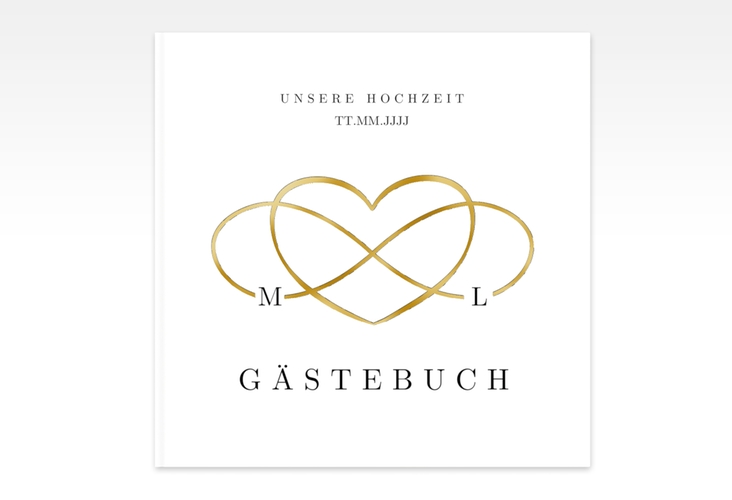Gästebuch Creation Hochzeit Infinity 20 x 20 cm, Hardcover schwarz gold