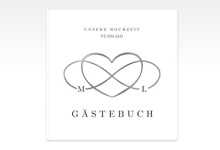 Gästebuch Creation Hochzeit Infinity 20 x 20 cm, Hardcover schwarz silber