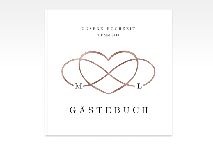 Gästebuch Creation Hochzeit Infinity 20 x 20 cm, Hardcover schwarz rosegold