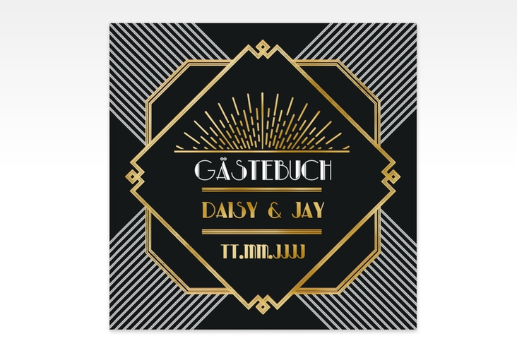 Gästebuch Creation Gatsby 20 x 20 cm, Hardcover schwarz gold im 20er-Jahre-Stil
