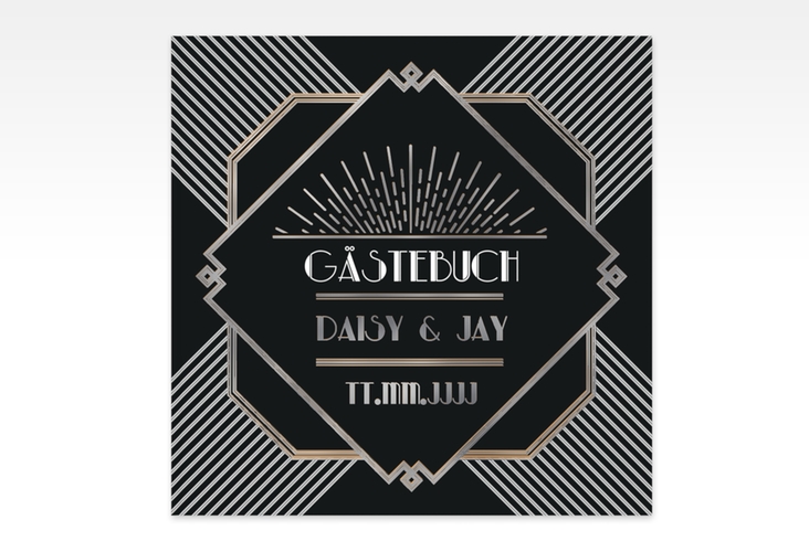 Gästebuch Creation Gatsby 20 x 20 cm, Hardcover schwarz silber im 20er-Jahre-Stil