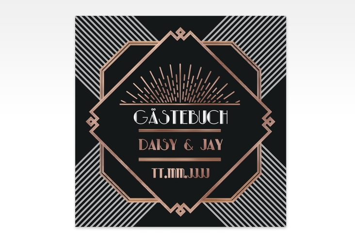 Gästebuch Creation Gatsby 20 x 20 cm, Hardcover schwarz rosegold im 20er-Jahre-Stil