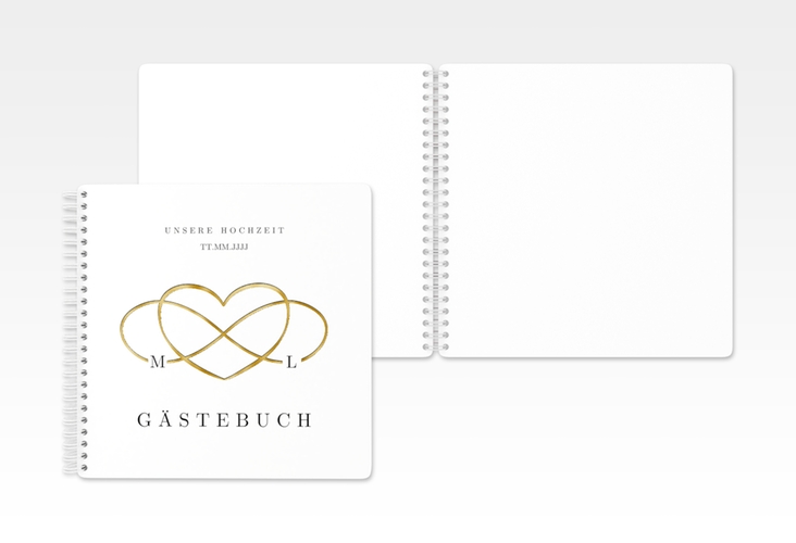 Gästebuch Hochzeit Infinity Ringbindung schwarz gold