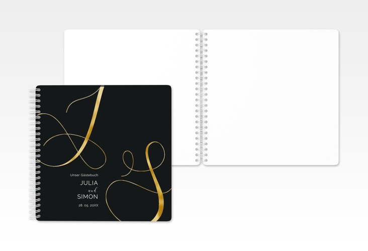 Gästebuch Hochzeit Eheschließung Ringbindung schwarz gold
