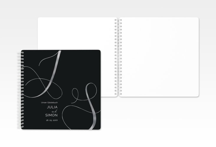 Gästebuch Hochzeit Eheschließung Ringbindung schwarz silber