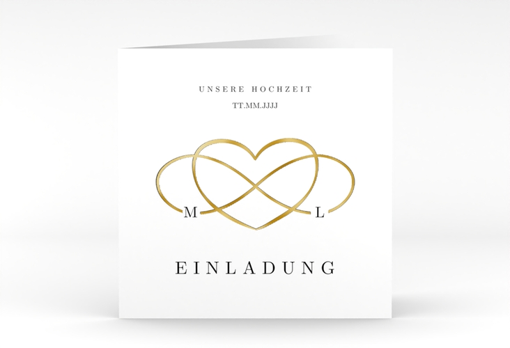 Hochzeitseinladung Infinity quadr. Klappkarte schwarz gold