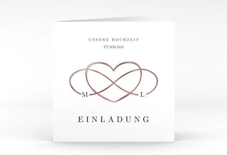 Hochzeitseinladung Infinity quadr. Klappkarte schwarz rosegold