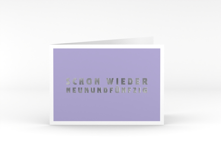 Einladung 60. Geburtstag Gag A6 Klappkarte quer flieder silber