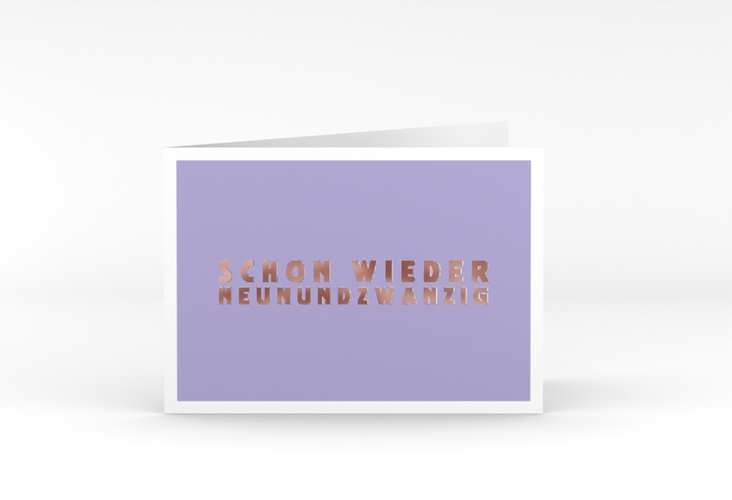 Einladung 30. Geburtstag Gag A6 Klappkarte quer flieder rosegold
