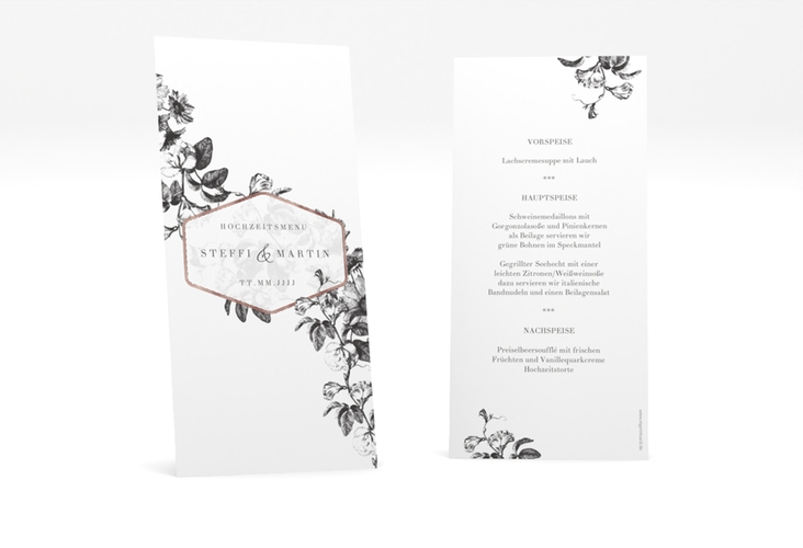 Menükarte Hochzeit Magnificent lange Karte hoch schwarz rosegold