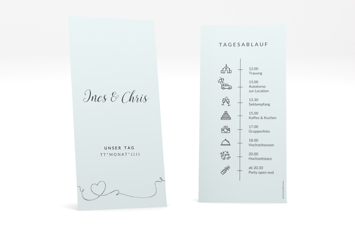 Tagesablauf Hochzeit Dolce lange Karte hoch tuerkis silber