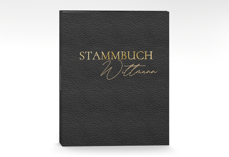 Stammbuch A4 NappaStyle Stammbuch A4 schwarz gold mit aufgedruckter Nappaleder-Textur