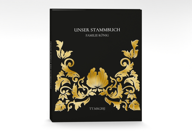 Stammbuch A4 Royal Stammbuch A4 schwarz gold mit barockem Blumen-Ornament