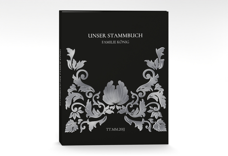 Stammbuch A4 Royal Stammbuch A4 schwarz silber mit barockem Blumen-Ornament