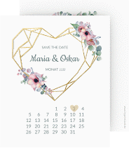 Klick: Details zu Save the Date-Kalenderblatt "Herzgold" anzeigen Save the Date-Kalenderblatt "Herzgold"