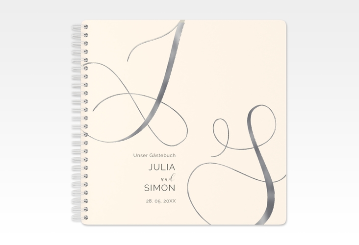 Gästebuch Hochzeit Eheschließung Ringbindung beige silber
