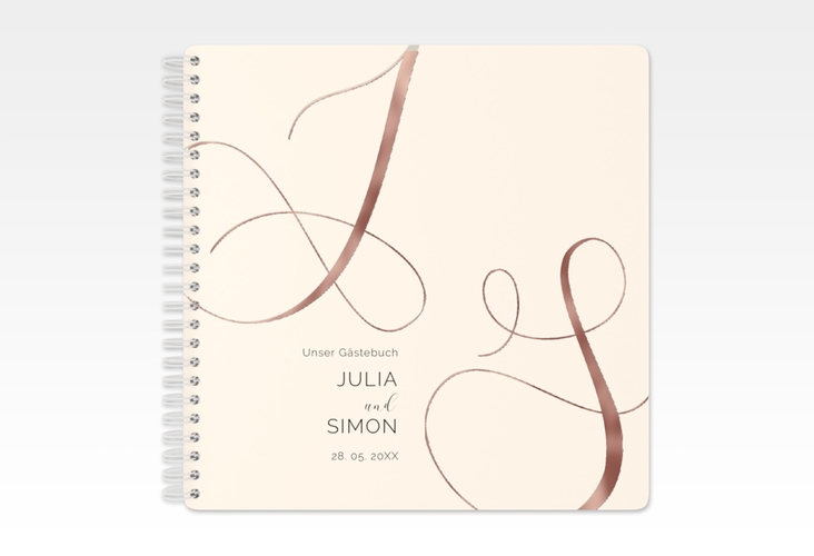 Gästebuch Hochzeit Eheschließung Ringbindung beige rosegold