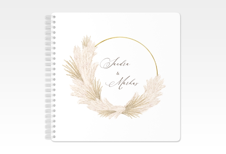 Gästebuch Hochzeit Pumila Ringbindung weiss gold