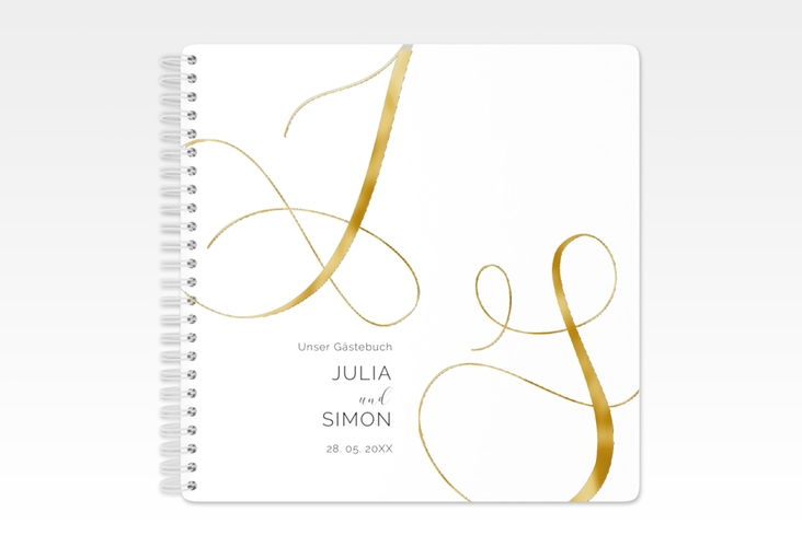 Gästebuch Hochzeit Eheschließung Ringbindung weiss gold