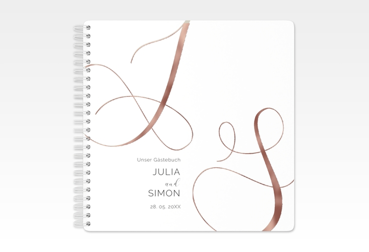 Gästebuch Hochzeit Eheschließung Ringbindung weiss rosegold