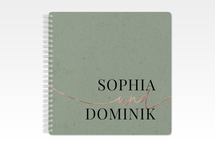 Gästebuch Hochzeit Easy Ringbindung gruen rosegold im modernen minimalistischen Design