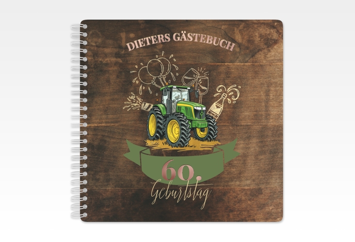 Gästebuch Geburtstag Bulldog Ringbindung braun rosegold maritim mit Anker