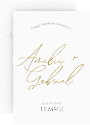 Klick: Details zu Save the Date-Karte "Federschrift" anzeigen Save the Date-Karte "Federschrift"