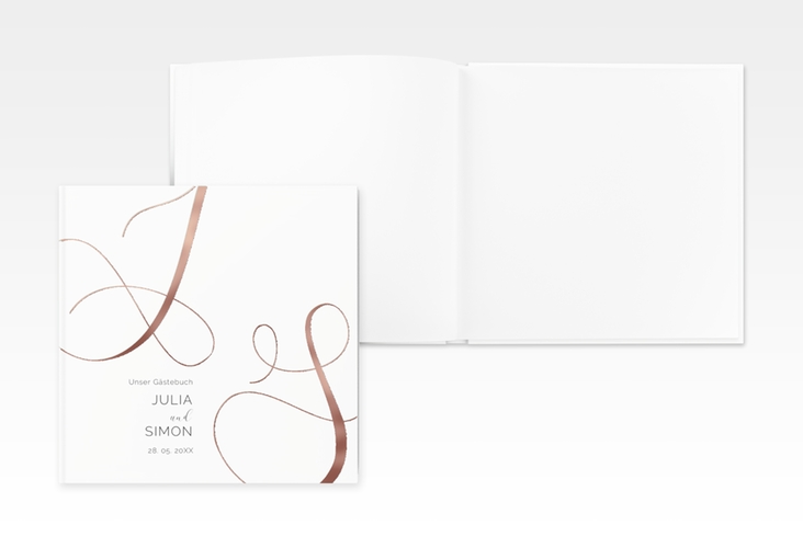 Gästebuch Creation Eheschließung 20 x 20 cm, Hardcover weiss rosegold