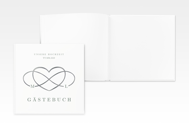 Gästebuch Creation Hochzeit Infinity 20 x 20 cm, Hardcover gruen silber