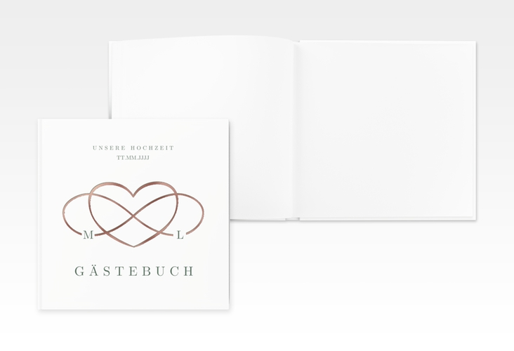 Gästebuch Creation Hochzeit Infinity 20 x 20 cm, Hardcover gruen rosegold