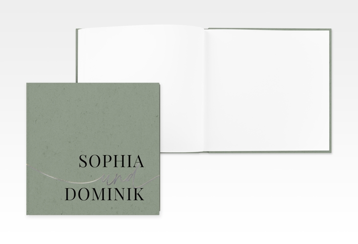 Gästebuch Creation Easy 20 x 20 cm, Hardcover gruen silber im modernen minimalistischen Design