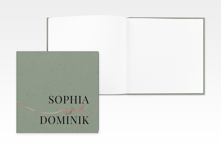 Gästebuch Creation Easy 20 x 20 cm, Hardcover gruen rosegold im modernen minimalistischen Design