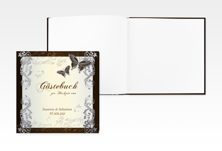 Gästebuch Creation Toulouse 20 x 20 cm, Hardcover braun silber romantisch mit Schmetterlingen