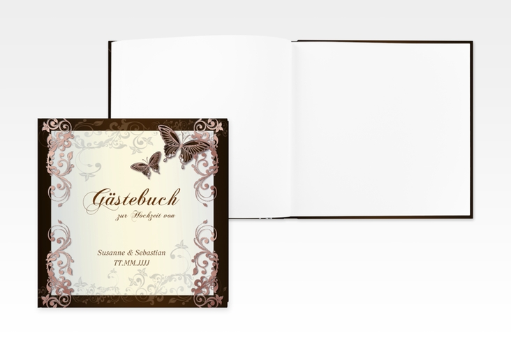 Gästebuch Creation Toulouse 20 x 20 cm, Hardcover braun rosegold romantisch mit Schmetterlingen
