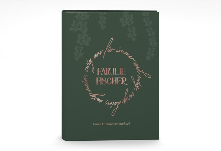Stammbuch A5 Efeugrün Stammbuch A5 gruen rosegold im Fantasy-Elfen-Design mit Efeu